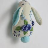 HAND EMBROIDERED BLUE ROSE BUNNY PLUSH CHARM_CWMM6006