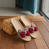 KOREAN STYLE LINEN BOW SLIPPERS FOR SUMMER_CWSHF0179