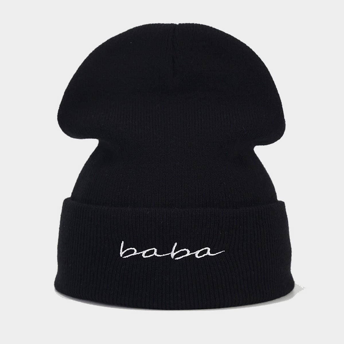 MOM DAD COUPLE KNITTED HAT WITH LETTER EMBROIDERY_CWAH2071