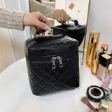 NEW RETRO SIMPLE DIAMOND BLACK COSMETIC BAG_CWAB4430