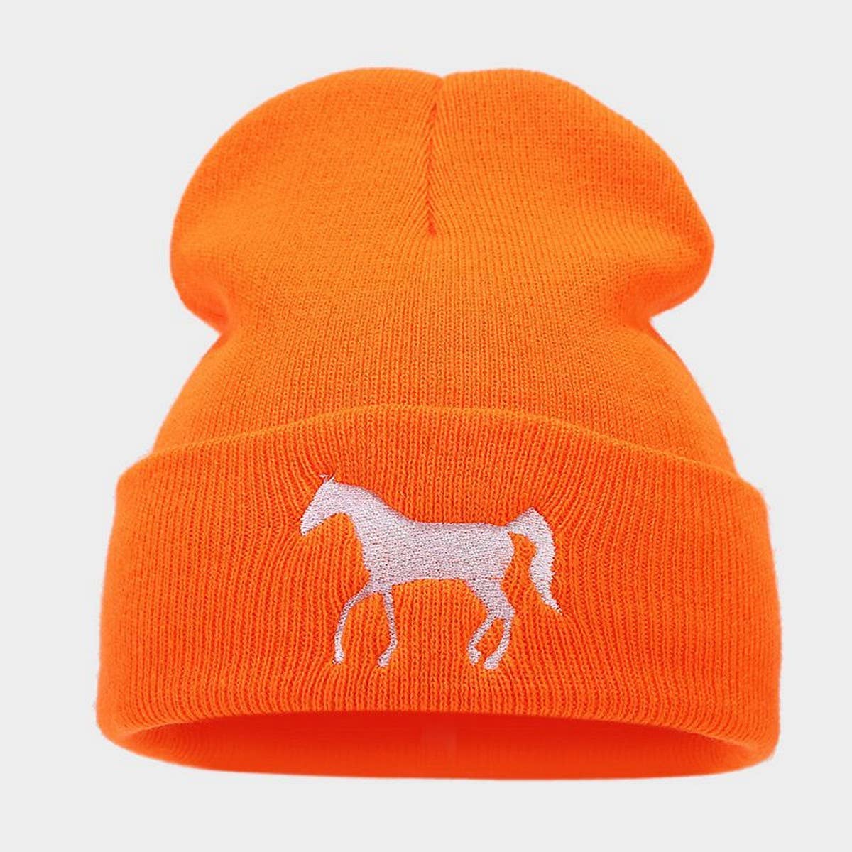 HORSE EMBROIDERY WARM COLD OUTDOOR KNITTED HAT_CWAH2090