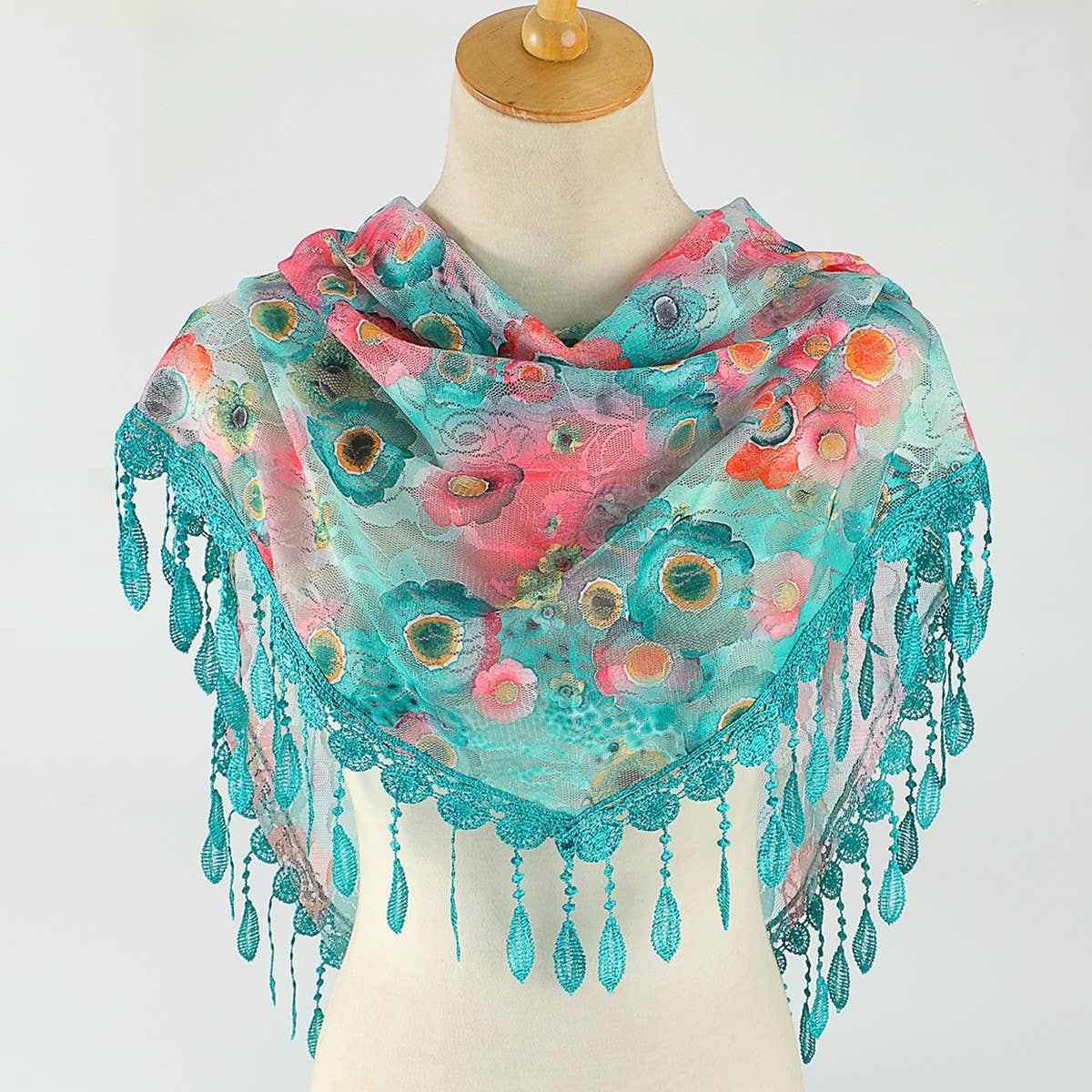 COLORFUL HOLLOW TASSEL LACE TRIANGLE SCARF VEIL_CWMM1989