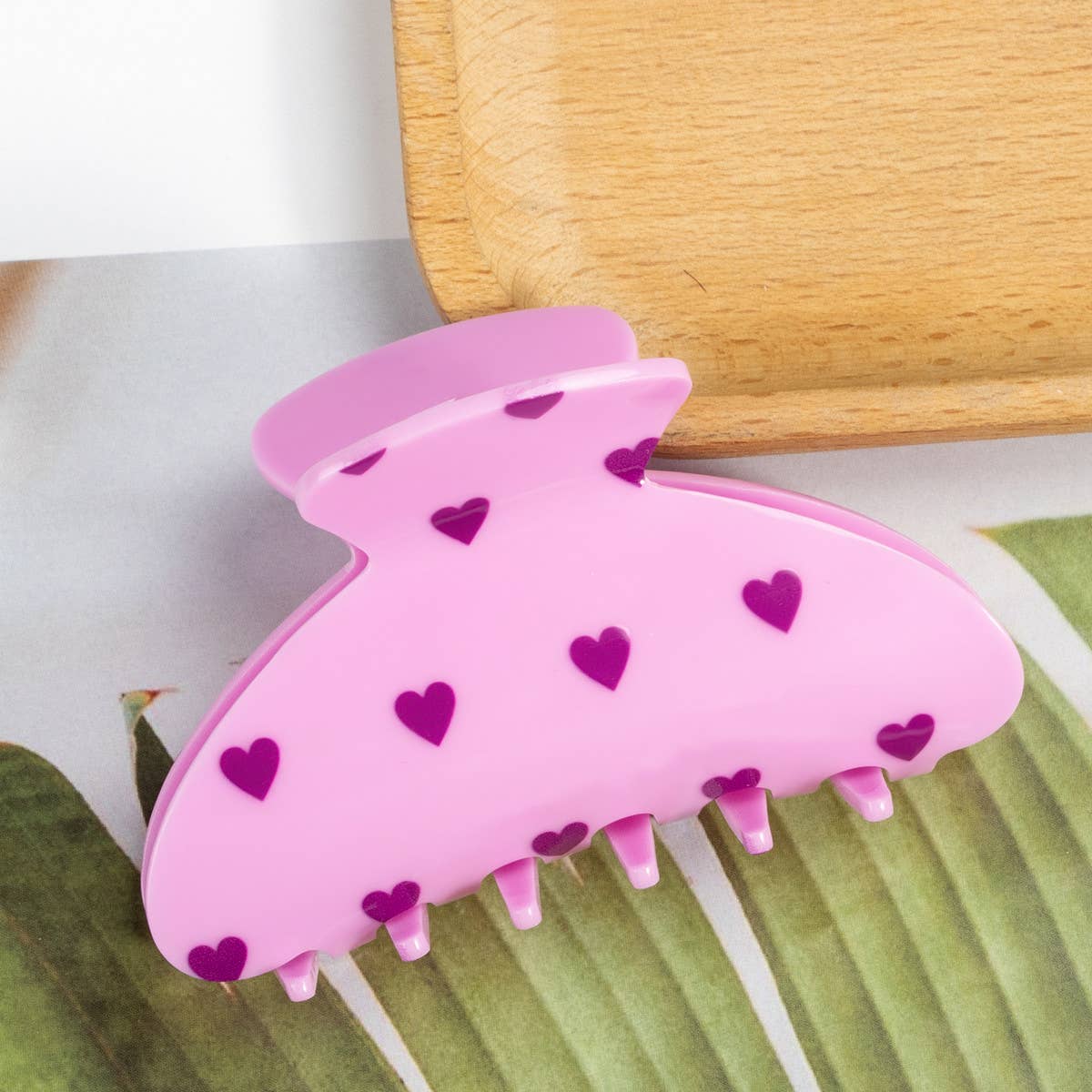 MINI HEART ACRYLIC HAIR CLAW CREATIVE PRINT CLIP_CWAHA0678