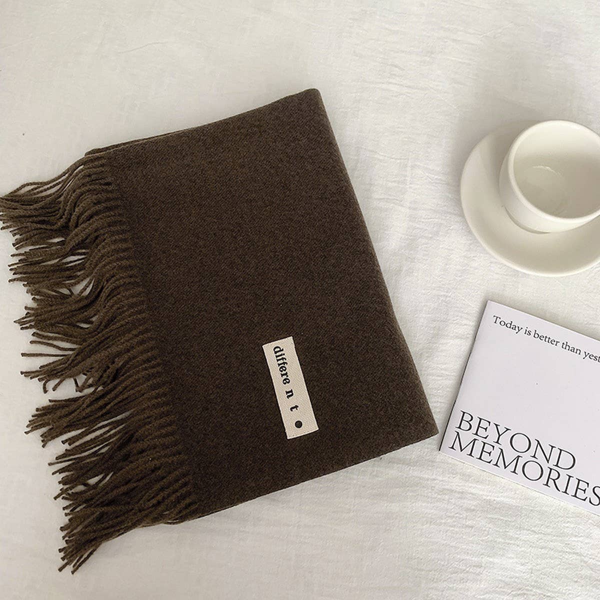 COLORBLOCK TASSEL SCARF THICK WRAP FOR STUDENTS_CWASC2281