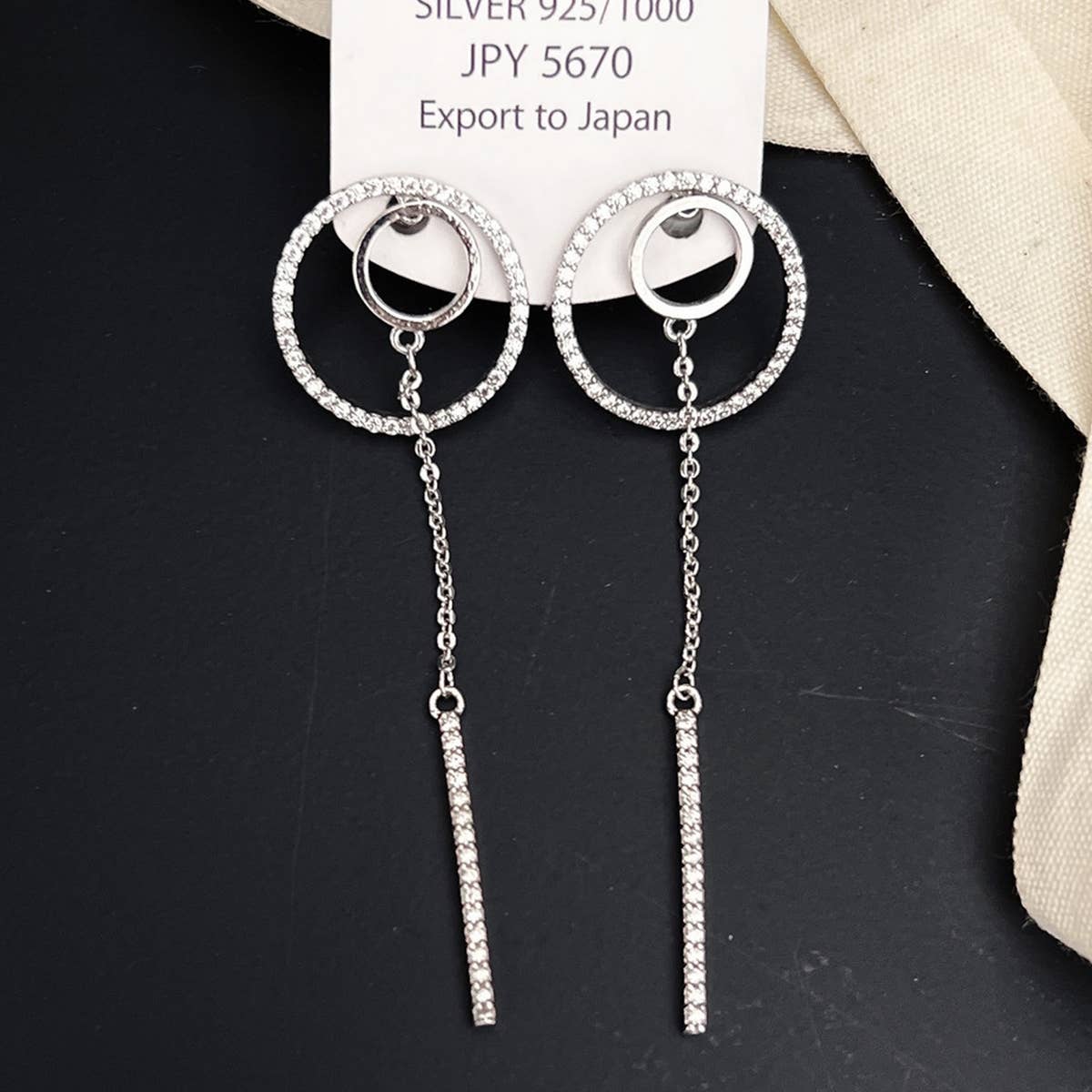 HOLLOW GEOMETRIC RING TASSEL EARRINGS_CWAJE1314