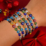 MIXED COLOR GLASS DISC EYE SMALL TASSEL BRACELET_CWMM3855