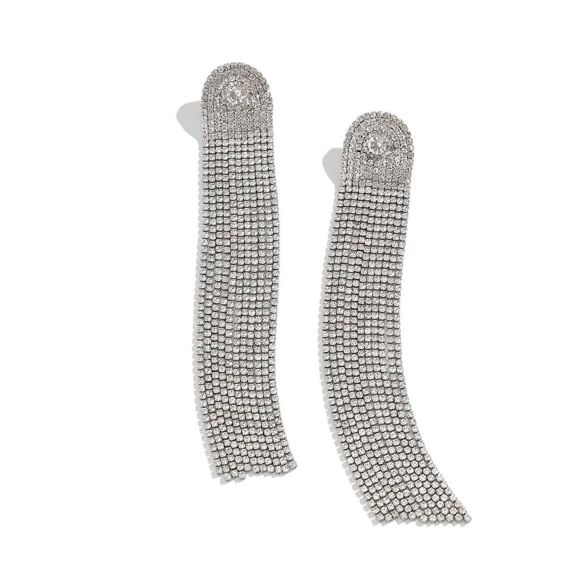 FRENCH STYLE TASSEL RHINESTONE EARRINGS_CWAJE1140