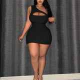 CHIC ONE SHOULDER CUTOUT SLEEVELESS MIDI DRESS_CWDMD6061