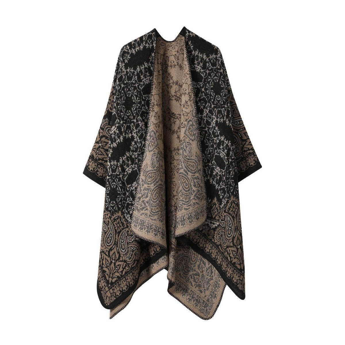CAPE DARK DOUBLE SIDED WARM OUTER WEAR THICK SHAWL_CWASC2118