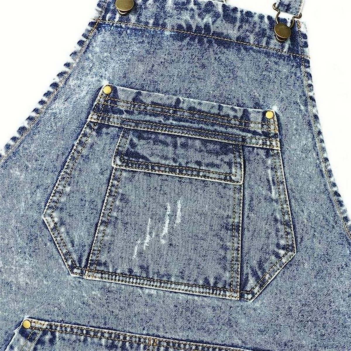Cwmm1825_Denim Wash Multi-Functional Apron For Home Work