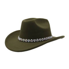 FESTIVAL WHITE FELT COWBOY HAT WITH SPARKLE TRIM_CWAH04458