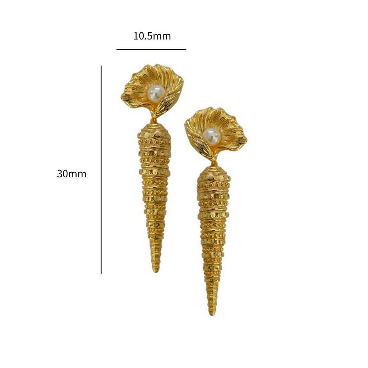 DESIGN OCEAN SERIES PEARL SHELL SNAIL EARRINGS_CWAJE5133