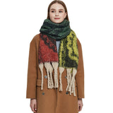 PAISLEY JACQUARD SCARF THICK FRINGE WINTER SHAWL_CWASC0857