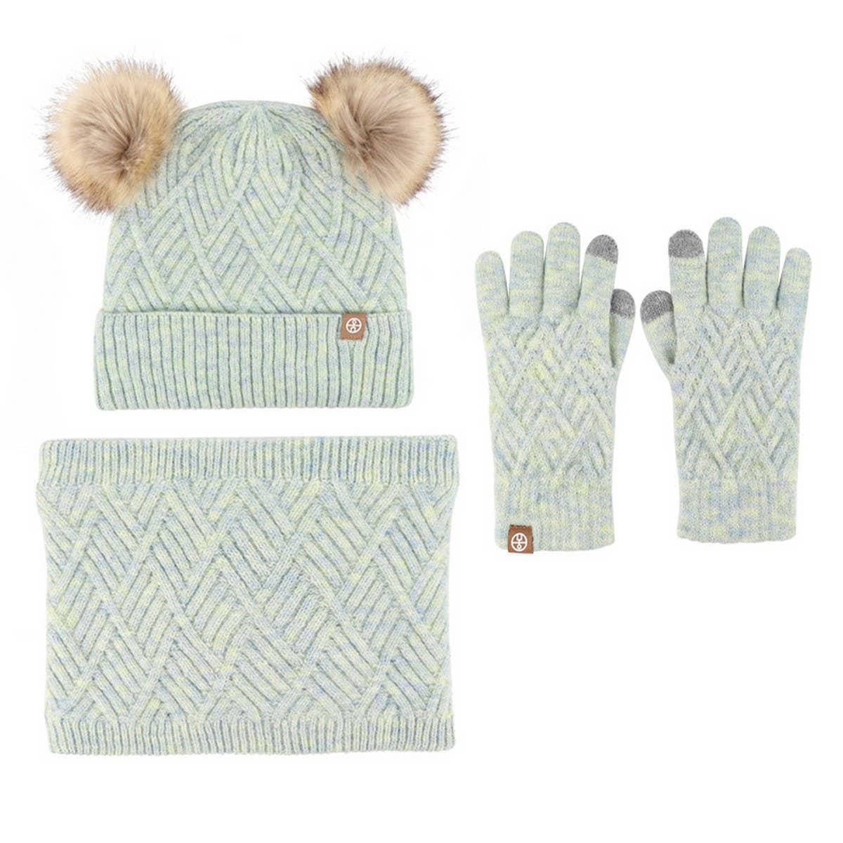 Three-Piece Set Of Pom-Pom Hat, Scarf And Gloves_Cwmm2779