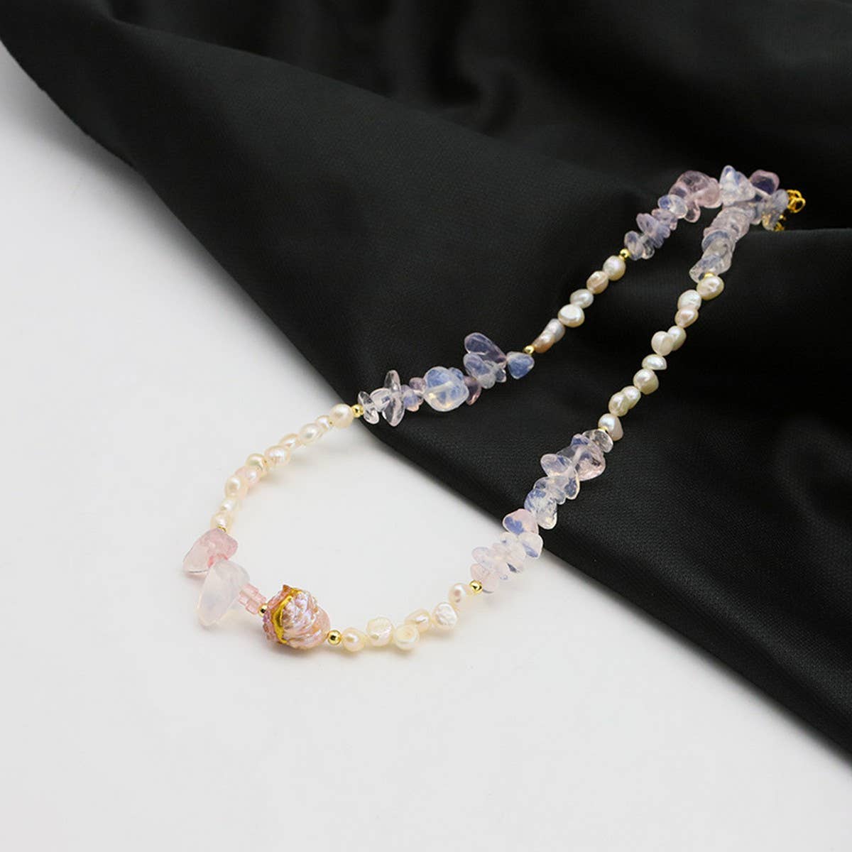 LUXURY WHITE CRYSTAL NATURAL PEARL NECKLACE_CWAJE3845