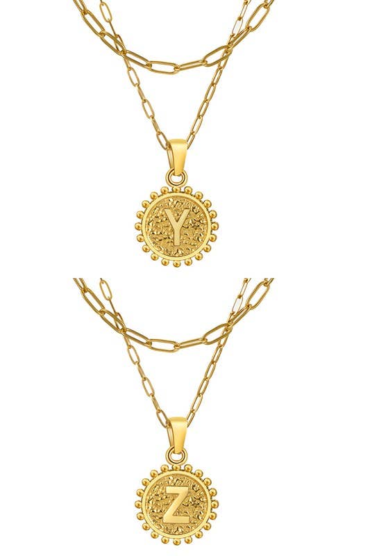 DOUBLE CHAIN INITIALS PENDANT NECKLACE_CWAJE106_B20621