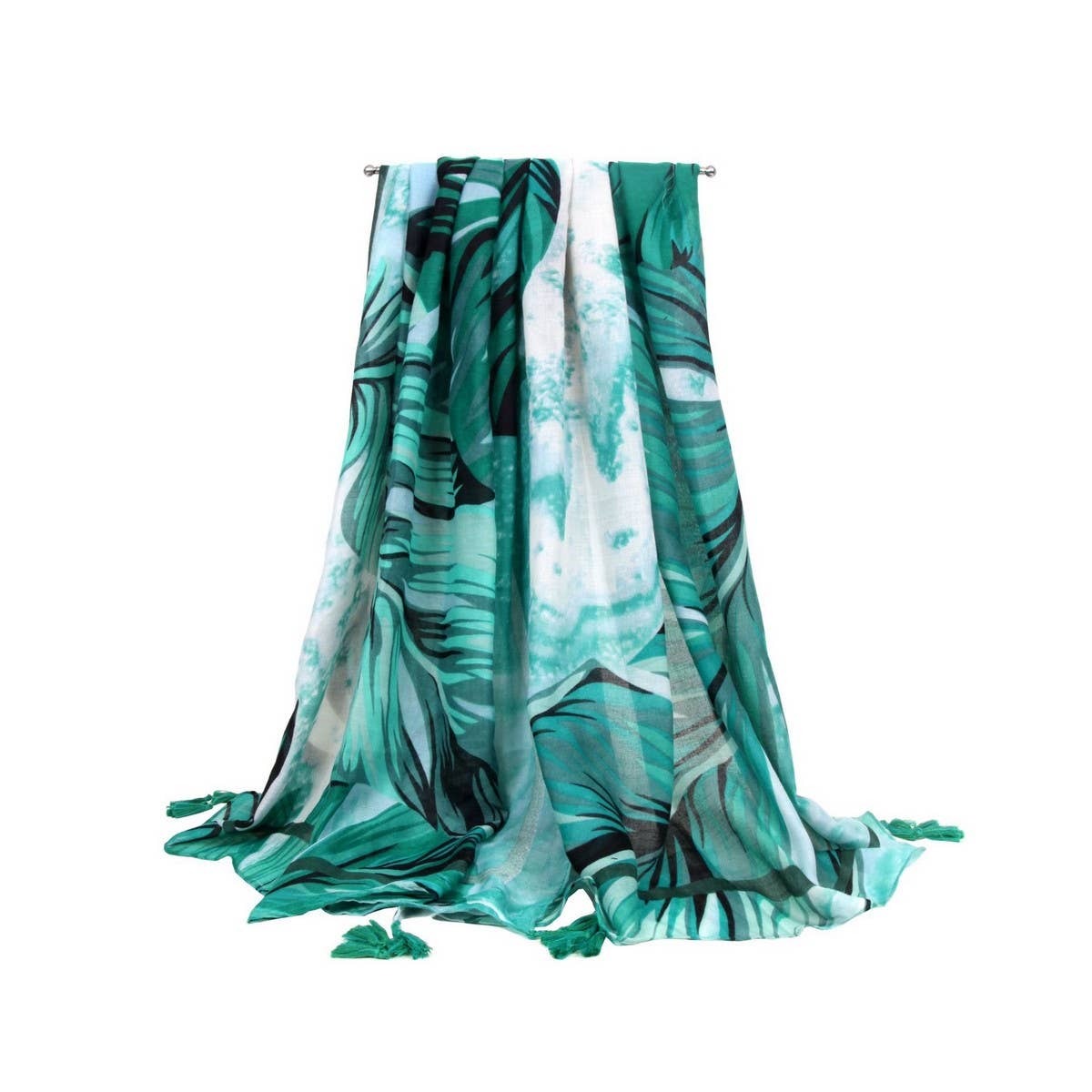 BANANA LEAF PRINT SCARF GREEN SUMMER BEACH WRAP_CWASC0676