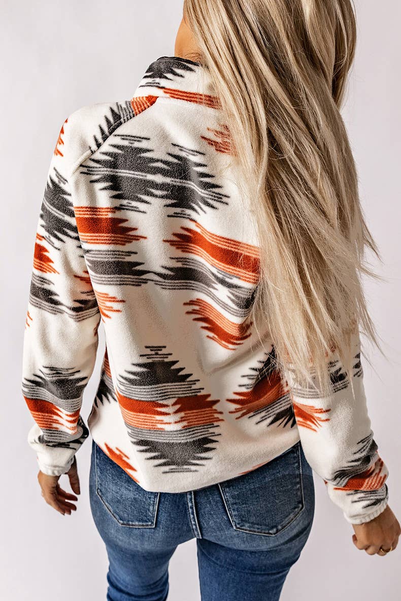 Western Print Fashion Warm Color Cardigan Jacket