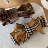 Plaid Bow Banana Hairclip Retro Ponytail Barrette_Cwaha07794