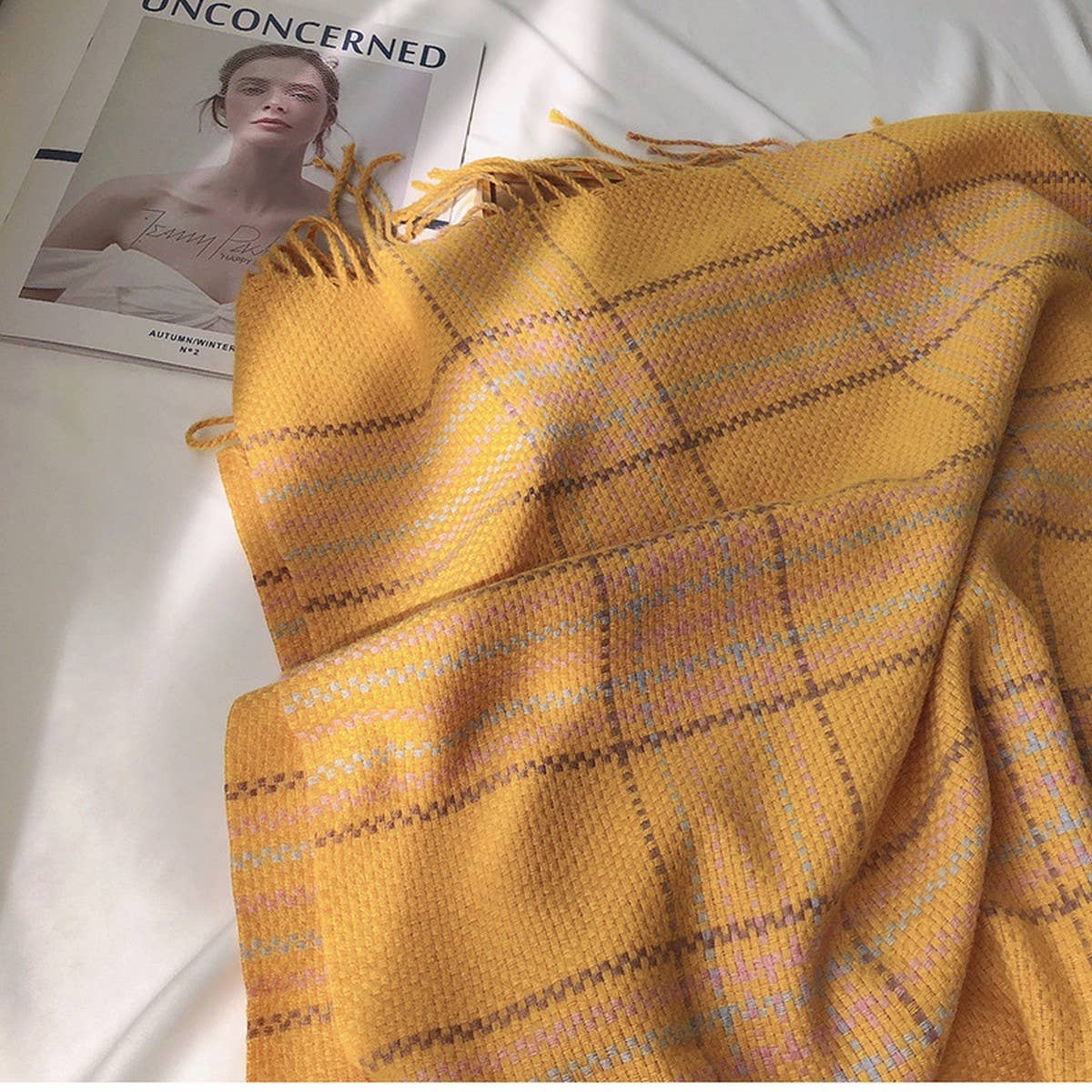 PLAID FAUX CASHMERE SCARF THICK WARM WINTER WRAP_CWASC1453