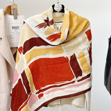 CARTOON COLOR BLOCK SCARF SOFT FAUX WOOL SHAWL_CWASC0897