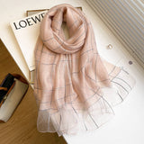 MINIMAL STRIPE SILK WOOL SCARF LIGHTWEIGHT SHAWL_CWASC0599