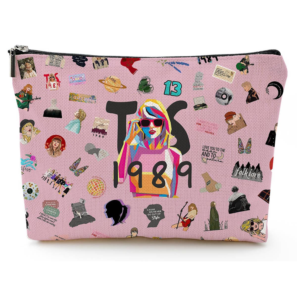 PINK LETTER DOUBLE SIDED PRINTED COSMETIC BAG_CWAB2247