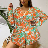 LEAVES SEXY PLUS SIZE SPLIT BIKINI SWIMSUIT_CWMW0223