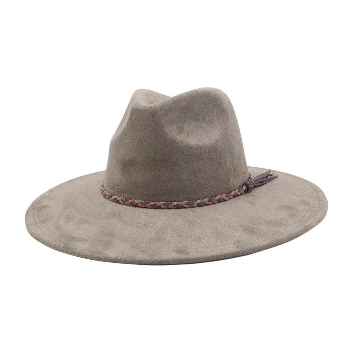 Unisex Suede Wide Brim Fedora Hat Couple Style_Cwah04448