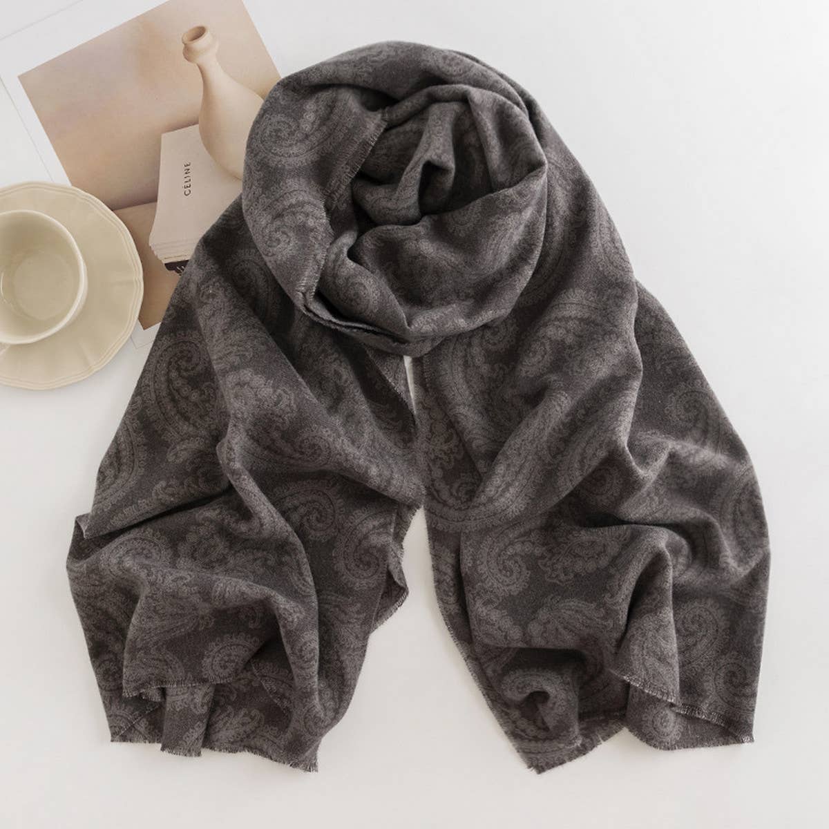 PAISLEY SCARF VINTAGE WINTER FAUX CASHMERE WRAP_CWASC0439