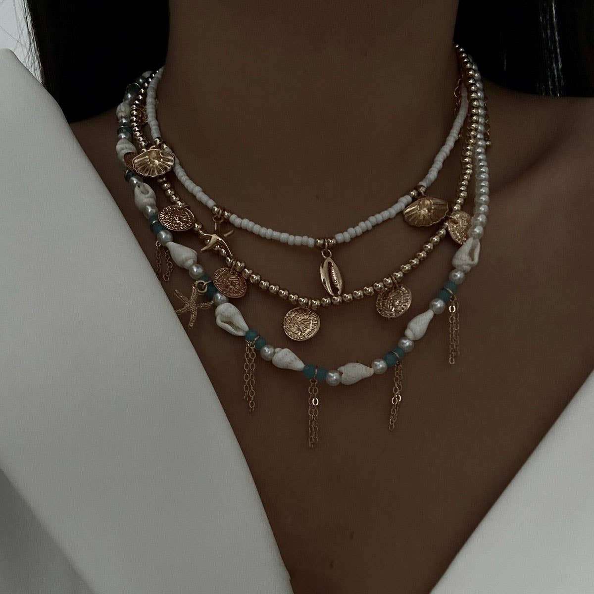 NICHE ALLOY IRREGULAR MULTI LAYER CLAVICLE CHAIN_CWMM3141