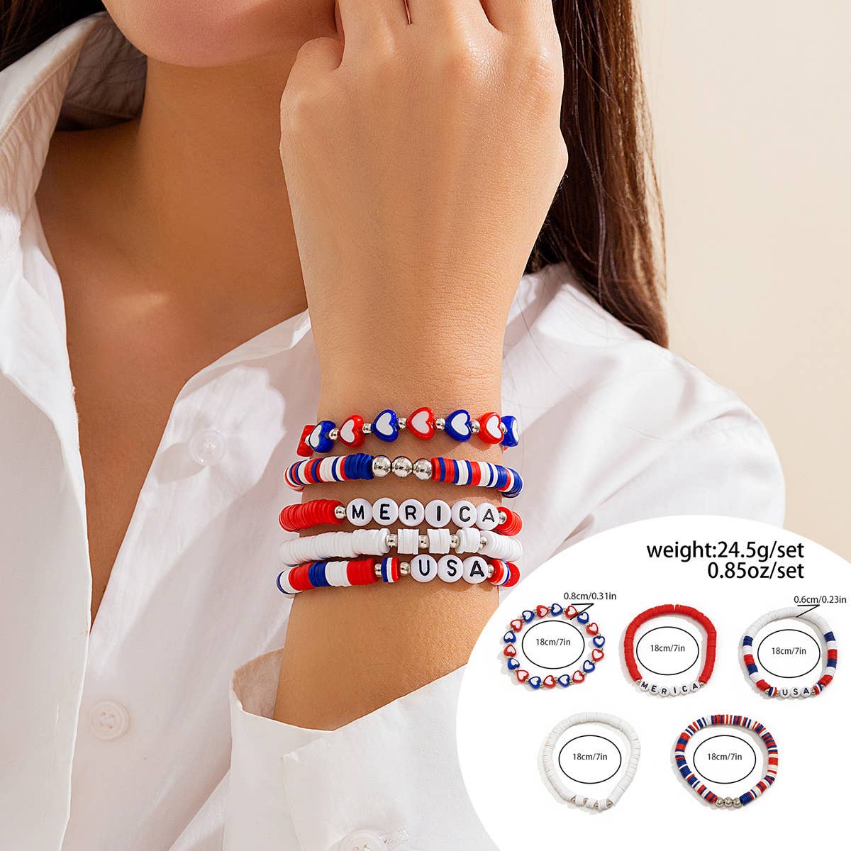 NEW FLAG CONTRAST COLOR BEADED BRACELET_CWAJE1473