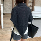 100% Wool Thick Knit Large Triangle Shawl_Cwov00257
