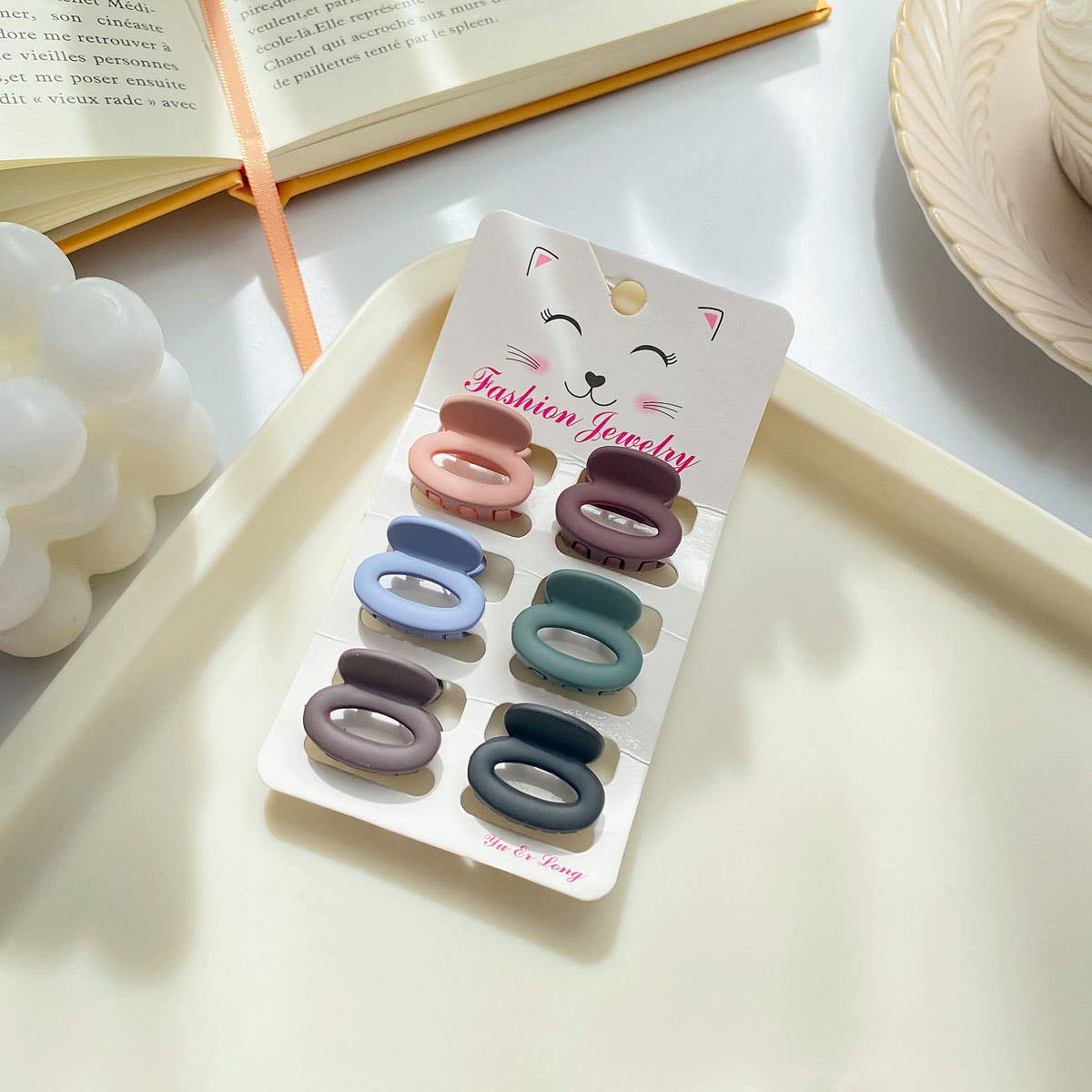 SET OF 6 SMALL CLAW HAIR CLIPS SIMPLE CHIC_CWAHA0386