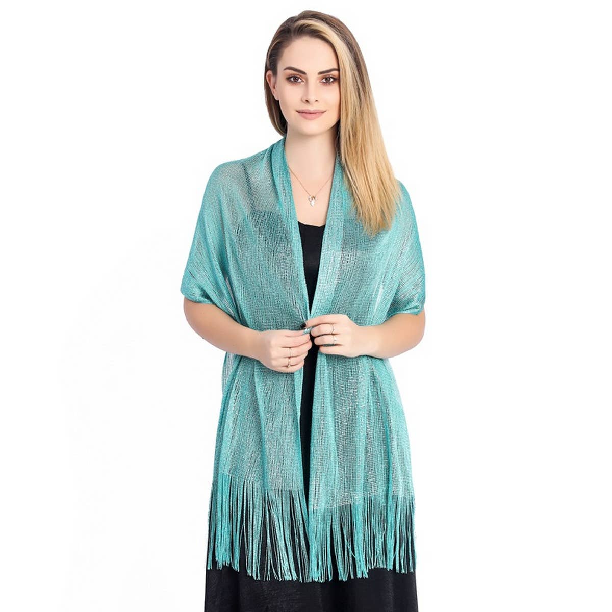 FASHIONABLE GOLD AND SILVER SILK SHAWL_CWASC1091