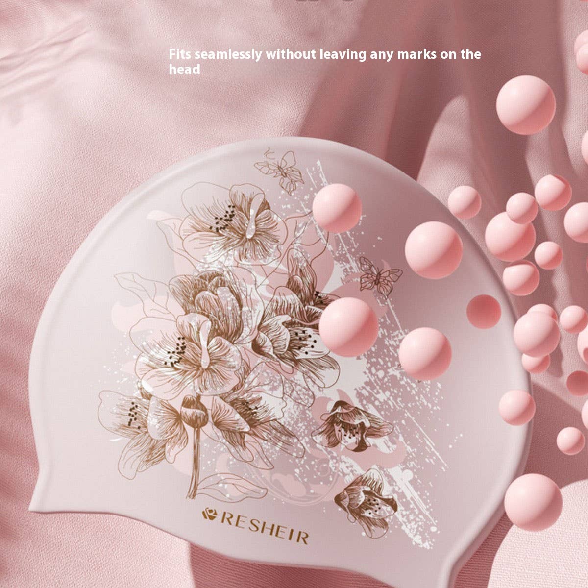 ADULT WOMENS SWIM CAP FLORAL WATERPROOF_CWMM6711