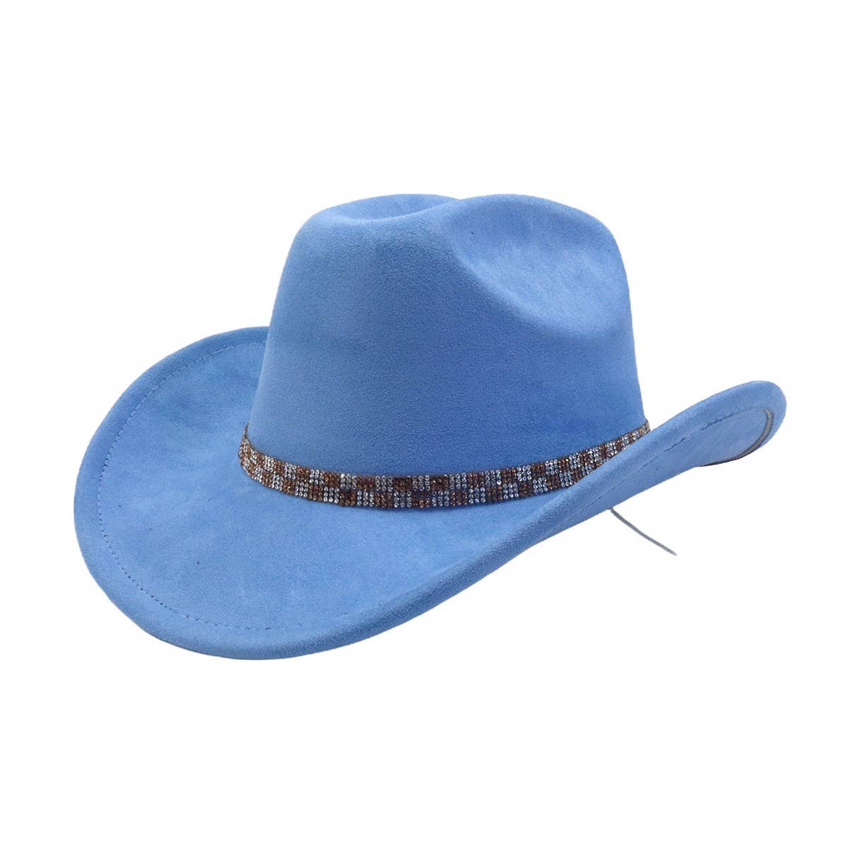 Unisex Suede Western Cowboy Jazz Fedora Hat_Cwah04417