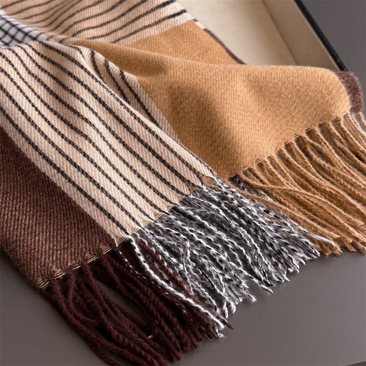 Colorblock Plaid Tassel Scarf Wrap For Winter_Cwasc03275