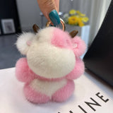 CUTE CALF MINK FUR COW CAR KEYCHAIN PENDANT GIFT_CWMM2493