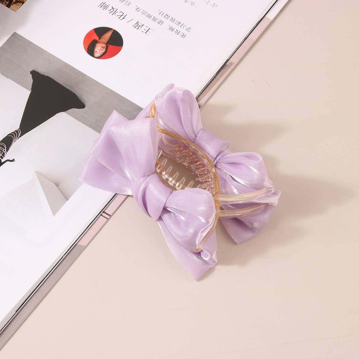 MESH BOW HAIR CLAW PRINCESS STYLE UPDO CLIP_CWAHA0466