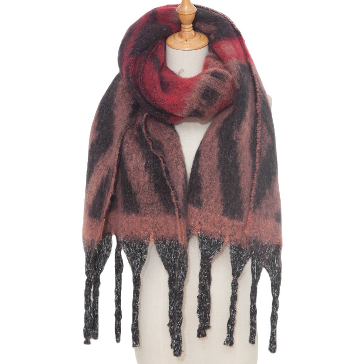 FAUX MOHAIR TASSEL SHAWL THICK WINTER WRAP_CWASC0157