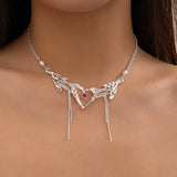 HEART TASSEL PERSONALIZED RHINESTONE NECKLACE_CWAJE1927