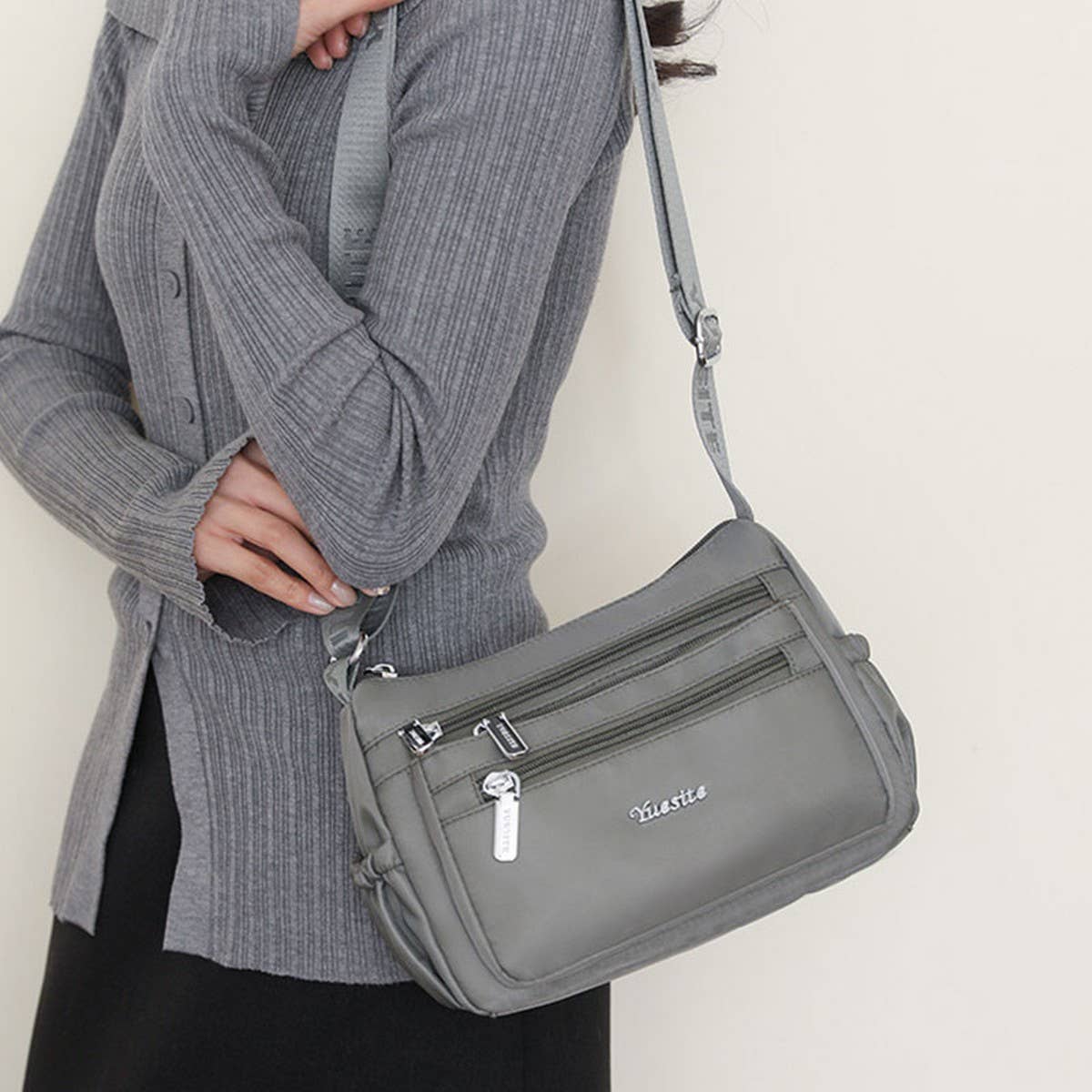 Nylon Multi-Compartment Shoulder Crossbody Bag_Cwasc1752