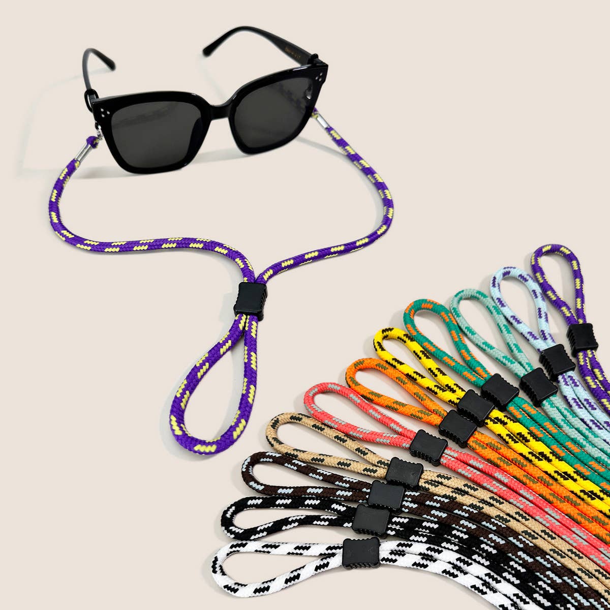COLORFUL DUAL COLOR BLOCK BRAIDED GLASSES LANYARD_CWMM1157