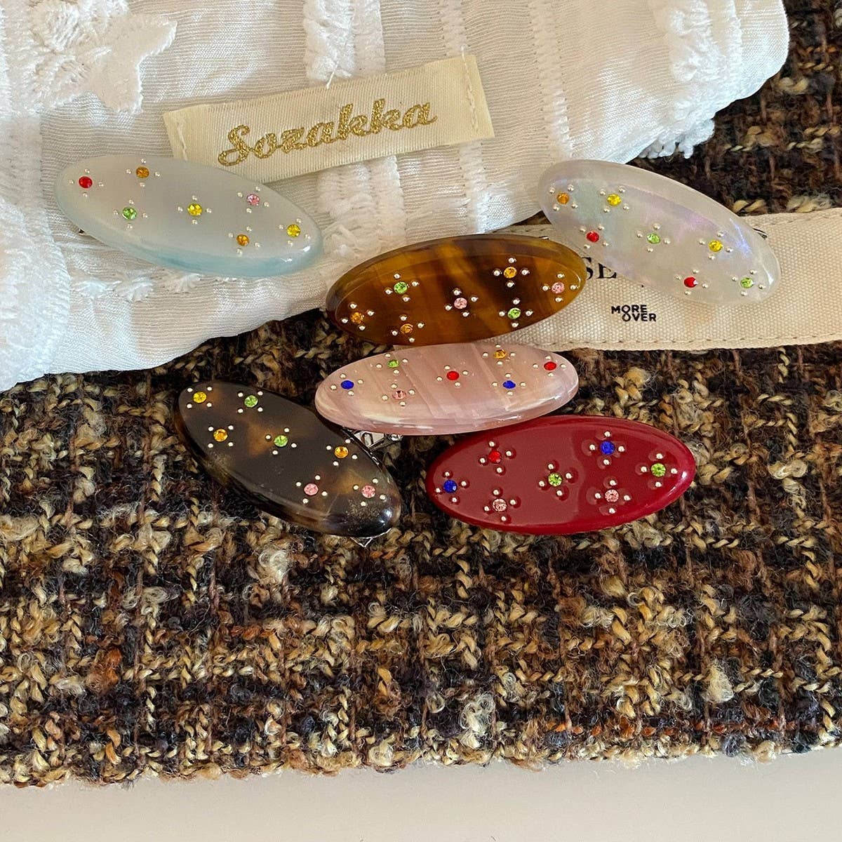 Retro Oval Crystal Acetate Hair Clip Elegant_Cwaha08029