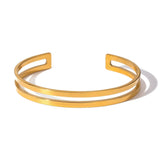 POLISHED 18K GOLD STAINLESS STEEL DOUBLE CUFF_CWAJE4890
