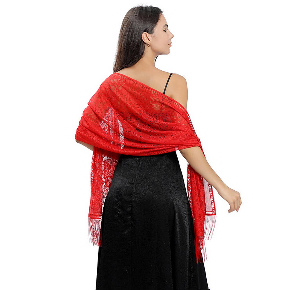 NEW FLOWER LACE EVENING SHAWL_CWASC1089