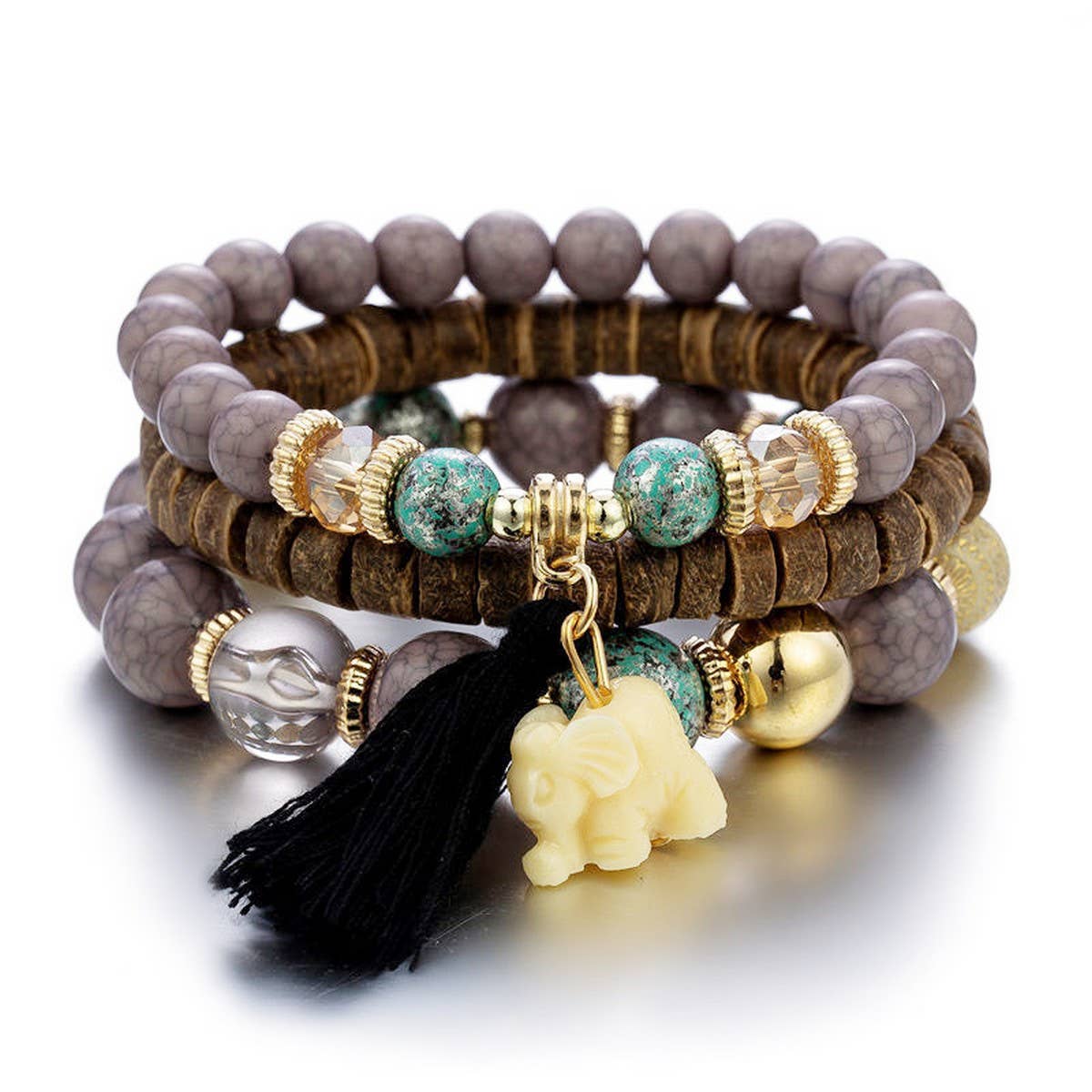 STYLISH ELEPHANT TASSEL MULTI LAYER BRACELET_CWASC0691