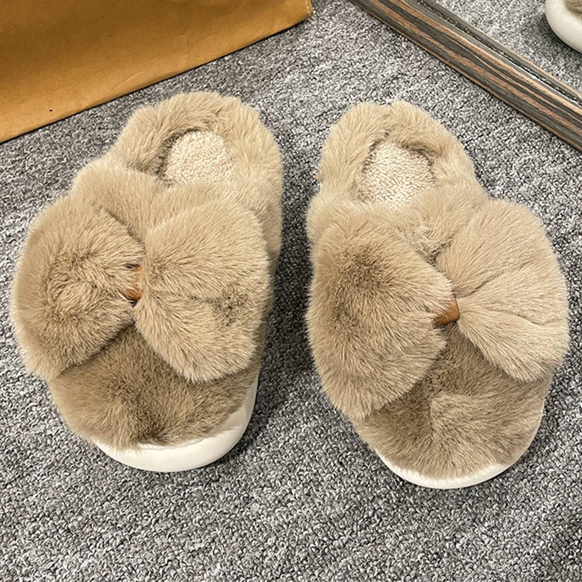 Women Winter Bow Fluffy Slippers_Cwshs0377