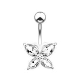 SILVER STAINLESS STEEL BUTTERFLY NAVEL RING_CWMM9384